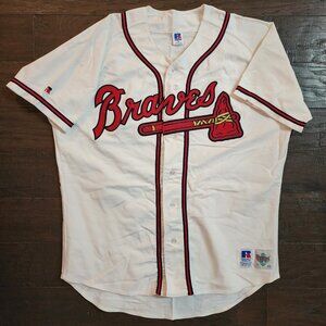 Vintage Atlanta Braves tackle twill jersey. Diamond Collection. Russell Sz 48